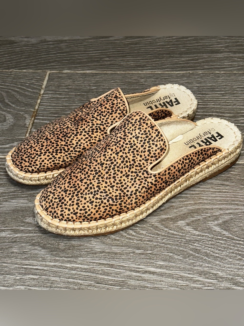 Faryl By Farylrobin Leopard Print Mule Faux Suede Espadrilles Women's 10 Slides